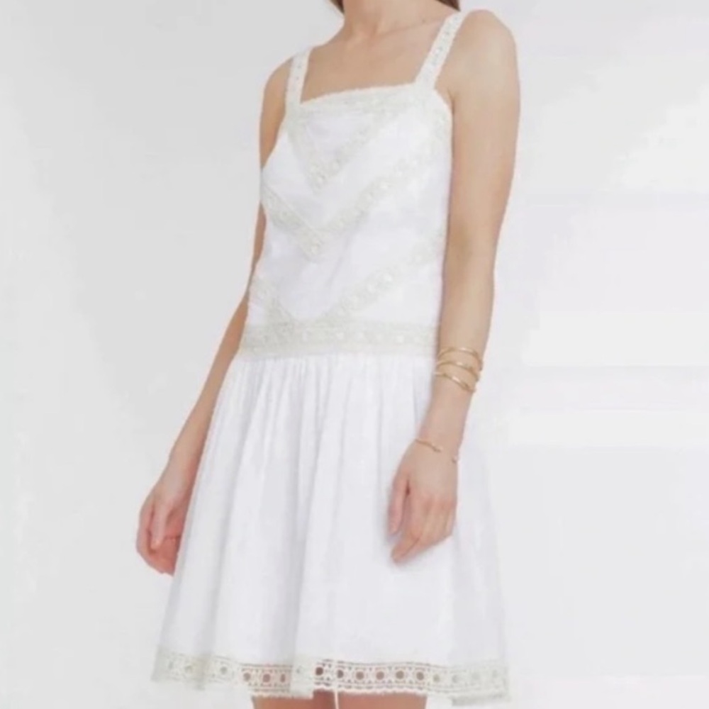 Ann Taylor lined tank dress with drop waist.